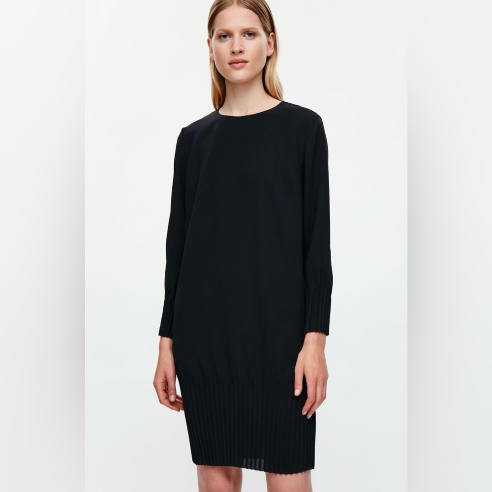 COS Dress With Pleated Hems in Black